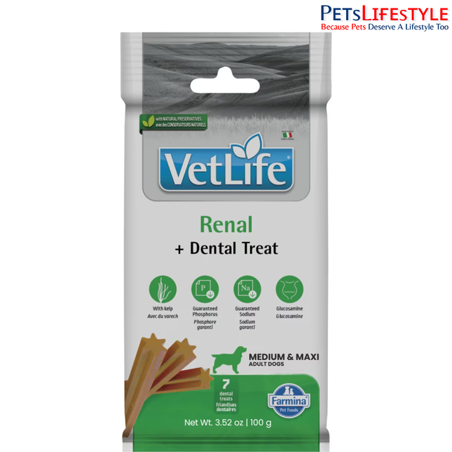 Farmina Vet Life Canine Renal Dental Treat for Medium & Maxi Dogs 110g
