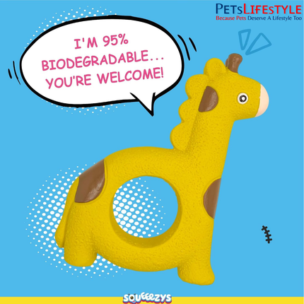 Squeeezys Latex Holey Giraffee Squeaky Dog Toy – Natural Latex Rubber Toy for Dogs Up to 30 kg | PetsLifestyle