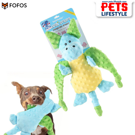 FOFOS Barkbutler Pookie The Dragon Plush Dog Toy Soft & Durable Squeaky Toy