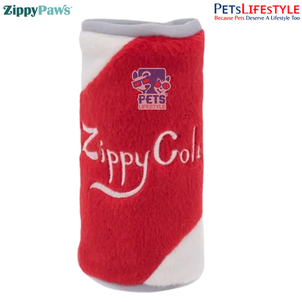 ZippyPaws Squeakie Can – Zippy Cola  Stuffing-Free Plush Dog Toy with Full-Body Blaster Squeaker