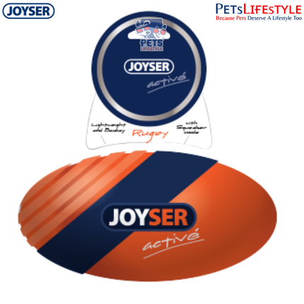 JOYSER Active TPU Rugby Ball with Squeaker Durable Dog Toy – Orange (M)