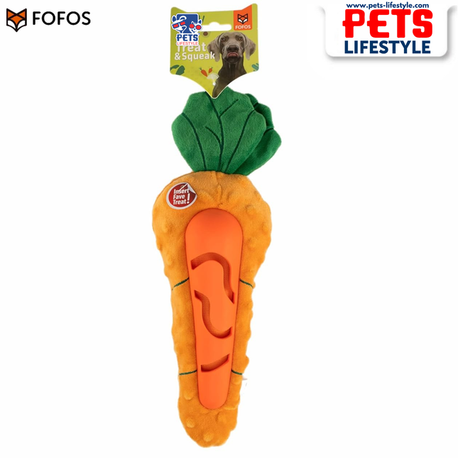 FOFOS Cute Treat Toy Carrot – Treat Dispensing Plush Toy for Dogs