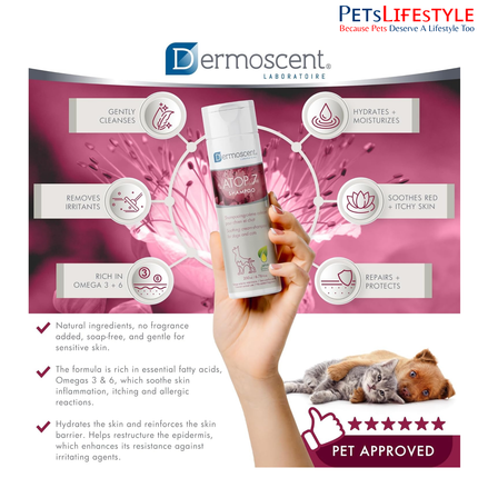Savavet Dermoscent ATOP 7 Shampoo – Soothing Cream Shampoo for Dogs & Cats (200 ml)