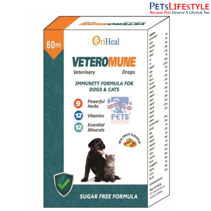 Oriheal Veteromune Immunity Booster Drops for Dogs & Cats 60 ml