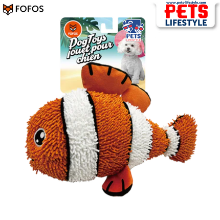 FOFOS Sealife Tough Dog Toy – Nemo Durable 2-Layer Fabric Plush Toy for Moderate Chewers