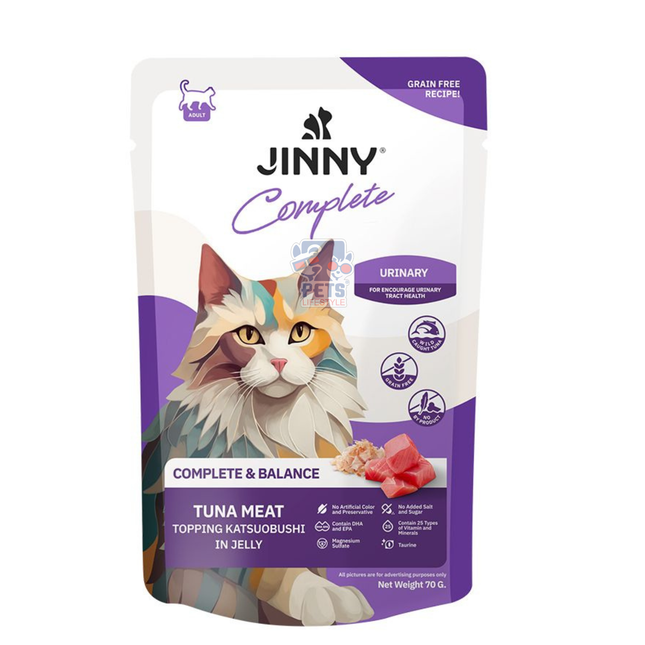 Jinny Complete Tuna Meat Topping Katsuobushi in Jelly Adult Cat Food – 70g