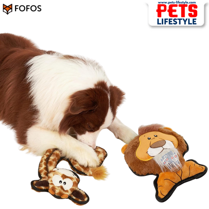 FOFOS Safari Lion Dog Toy – Soft Plush Toy with Squeaker for Moderate Chewers