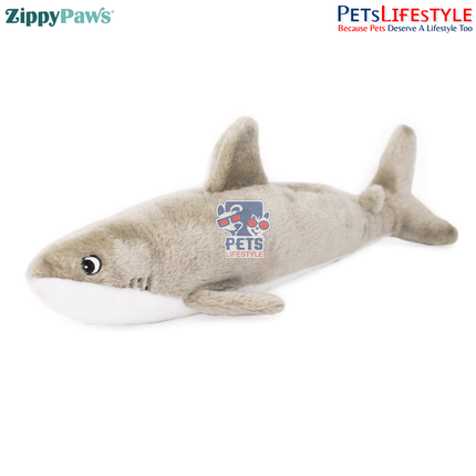 ZippyPaws Jigglerz – Shark  Super Sized Multi-Squeaker Plush Dog Toy