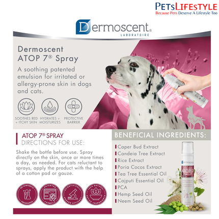 Dermoscent ATOP7 Spray for Dogs & Cats – Soothing Anti-Itch Skin Relief Spray