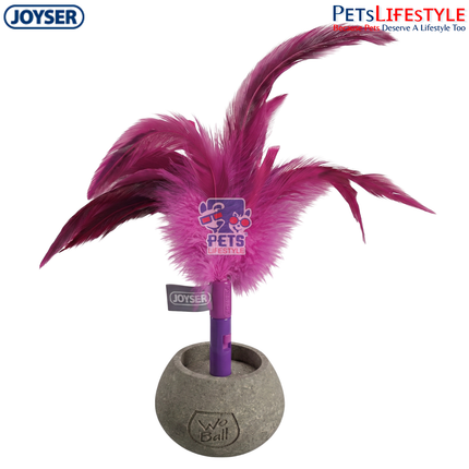 JOYSER Catnip Woball with Feather – Pink/Grey | Interactive Wobble Cat Toy