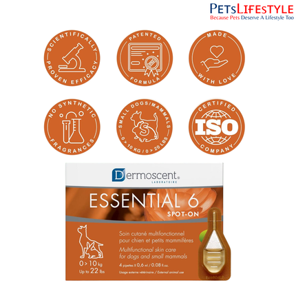 Savavet Dermoscent Essential 6 Spot-On for Dogs and Cats Between 0 to 10kg Skin & Coat Care
