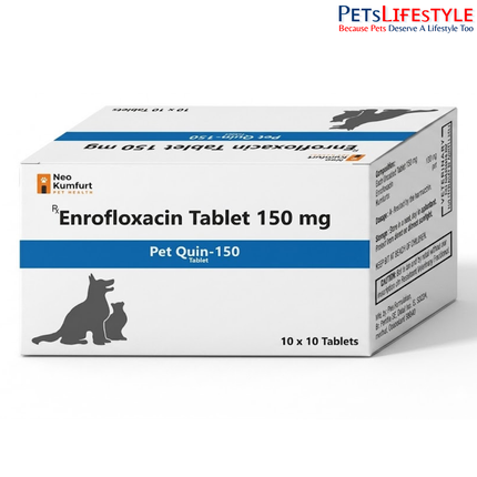 Pet Quin 150 mg – Enrofloxacin Broad Spectrum Antibiotic Tablets for Dogs & Cats