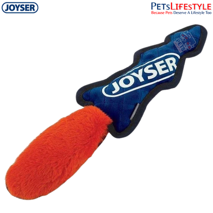 JOYSER Slimmy Skin Fox Plush Dog Toy with Squeaker – Blue/Orange (S/M)