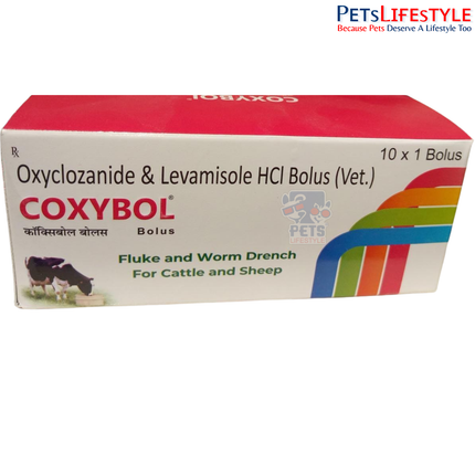 COXYBOL Vet Bolus Levamisole Hydrochloride, Oxyclozanide & Silymarin Bolus for Cattle & Sheep | Broad-Spectrum Dewormer & Liver Support | 10 Boluses