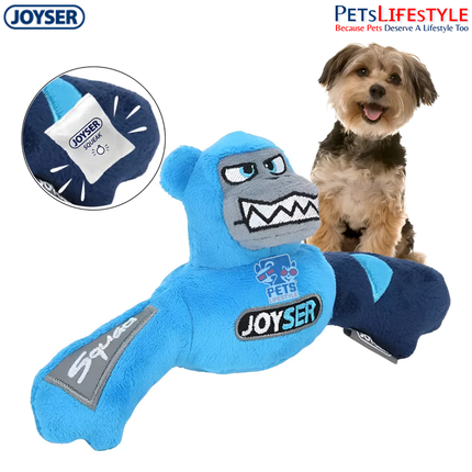 JOYSER Squad Bear Plush Dog Toy with Squeaker – Blue (S/M)
