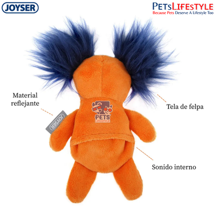 JOYSER Puppy Squirrel with Replaceable Squeaker Dog Toy – Orange (S/M)