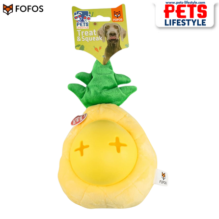 FOFOS Cute Treat Toy – Pineapple – Treat Dispensing Plush Toy for Dogs