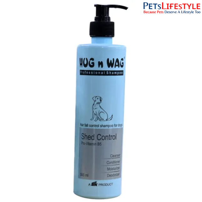 TTK Hug n Wag Professional Shed Control Shampoo for Dogs – Hair Fall & Shedding Control Shampoo (500 ml)