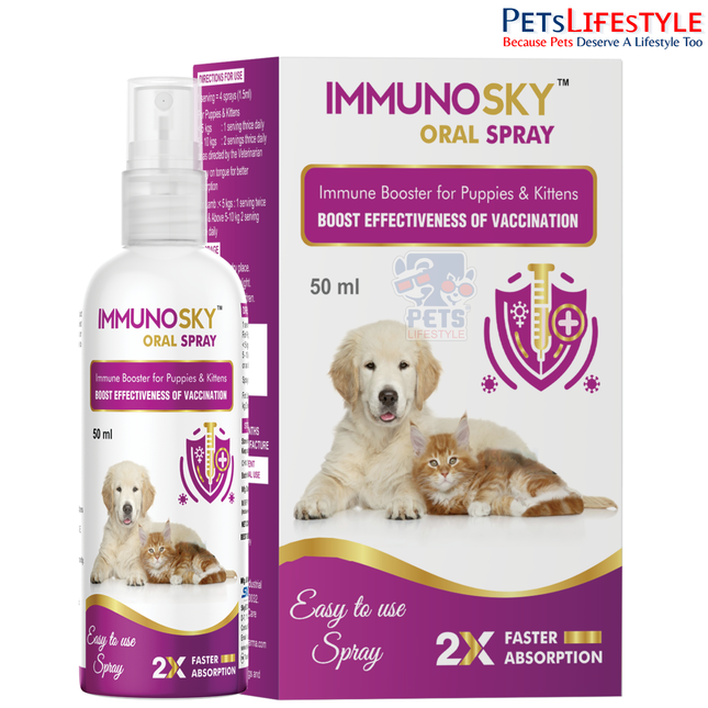 Sky EC ImmunoSky Oral Spray | Immunity Booster & Vaccination Support Spray for Dogs & Cats | 50 ml
