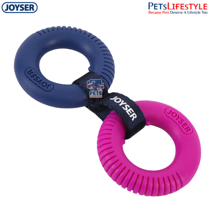 JOYSER 2 TPR Rings Durable Chew & Tug Toy for Puppies – Pink & Blue (S/M)