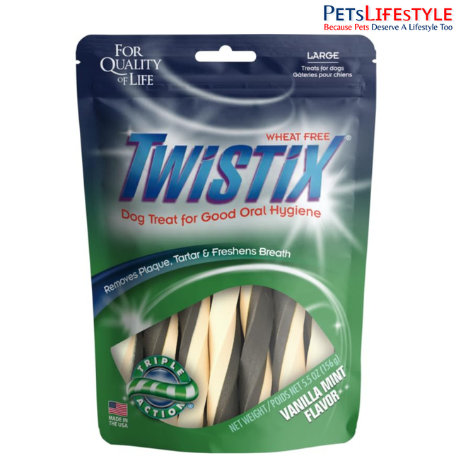 Twistix Vanilla Mint Flavour Dog Dental Care Treats for Dogs – Plaque & Tartar Control Dental Chews Small and Large