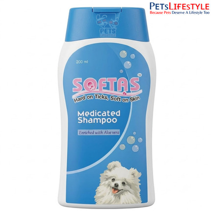 Intas Softas Tick & Flea Medicated Shampoo for Dogs