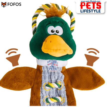 FOFOS Duck Rope Tug Dog Toy Squeakers + Rope Limbs