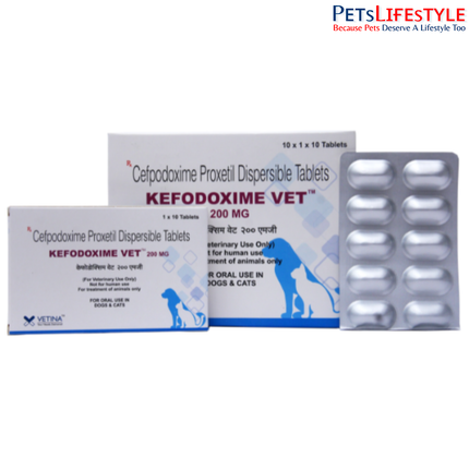 Vetina Kefodoxime Vet DT 200 mg Dispersible Tablets for Dogs and Cats 10 Tablets