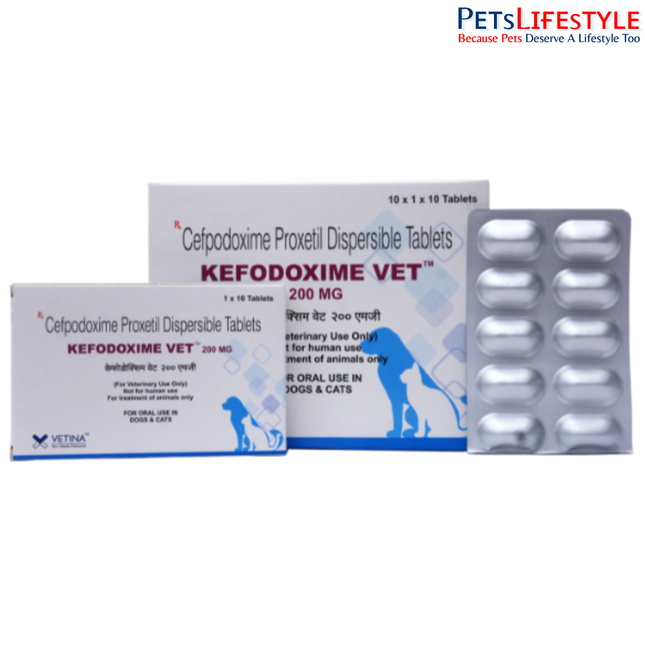 Vetina Kefodoxime Vet DT 200 mg Dispersible Tablets for Dogs and Cats 10 Tablets