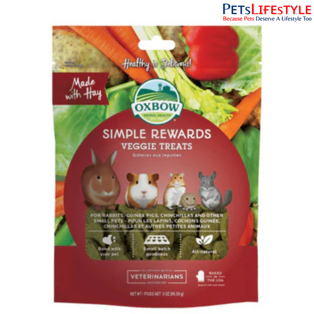 Oxbow Simple Rewards Veggie Baked Treats for Rabbits, Guinea Pigs & Small Pets – 85g
