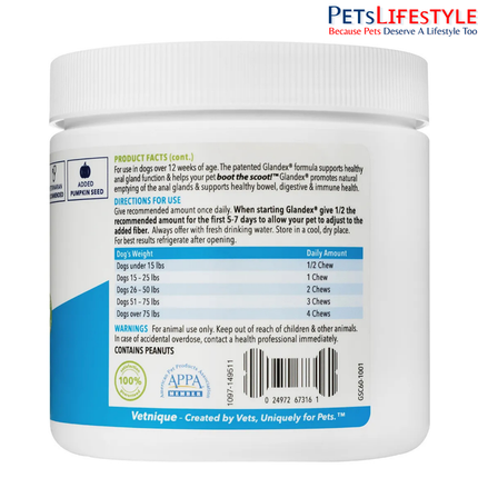 Glandex Anal Gland Support Soft Chews for Dogs & Cats Boot the Scoot Formula