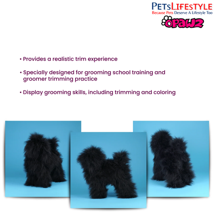 OPAWZ Toy Poodle Whole Body Dog Wig – Black | Professional Grooming Practice Wig