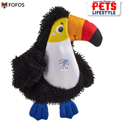 Fofos Stuffing Free Crinkle Tough Bird Toy  Tough 2-Layer Fabric + Squeaker Moderate Chewer Dog Toy