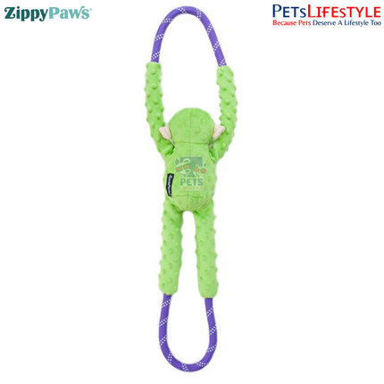 ZippyPaws RopeTugz – Monkey  Super Sized Plush Rope Tug Dog Toy with Squeaker