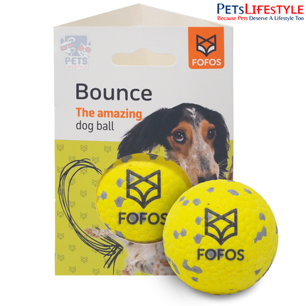 Fofos Super Bounce Ball (Large) – Durable Rubber Dog Toy, Yellow – for Medium-Large Dogs