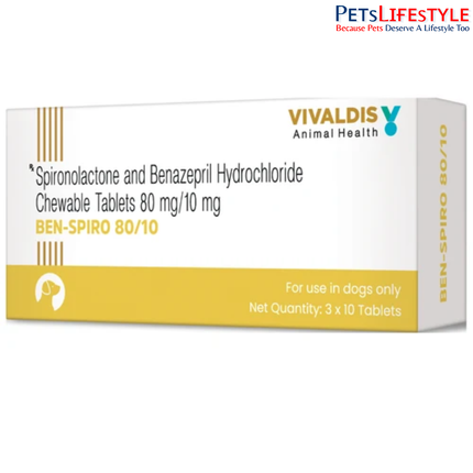 Vivaldis Ben Spiro 80/10 mg Chewable Tablets for Dogs – Spironolactone & Benazepril Cardiac Medication