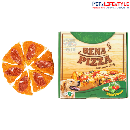 Rena Dog Pizza Treat – Chicken & Cheddar Cheese Pizza Slices for Dogs | Fun Ready-to-Eat Dog Treat | 12 Large Slices