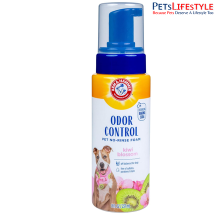 Arm & Hammer Odor Control Dry Bath No Rinse for Dogs Kiwi Blossom 237 ml | Waterless Foaming Dog Shampoo