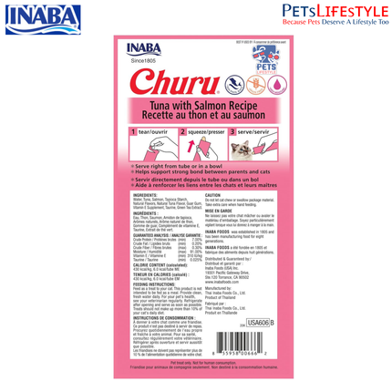 Inaba Churu Tuna with Salmon Recipe is a premium lickable cat treat