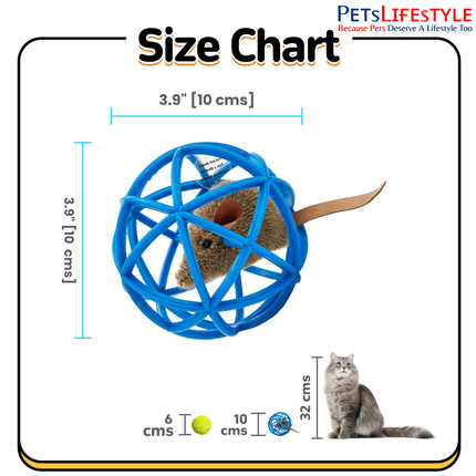 FOFOS Mouse in the Ball Cat Toy – Interactive Catnip Ball with Built-in Squeak Mouse (Roll, Squeak & Pounce)