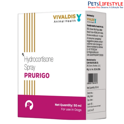 Vivaldis Prurigo Hydrocortisone Spray for Dogs & Cats – Topical Anti-Itch & Anti-Inflammatory Spray (50 ml)