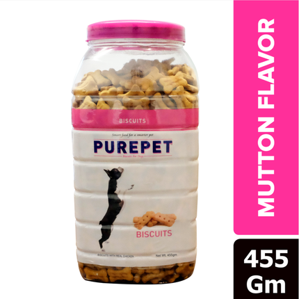 Purepet Dog Biscuits Jar (455g) – Milk / Chicken / Mutton Flavours Dog Treats