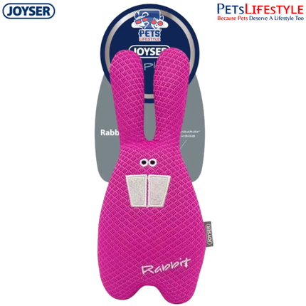 JOYSER Plush Rabbit Dog Toy with Squeaker – Pink (M)