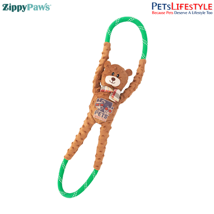ZippyPaws RopeTugz – Bear  Super Sized Plush Rope Tug Dog Toy