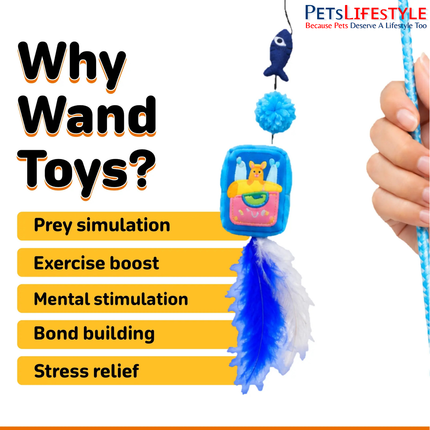 FOFOS Sardines Wand 2-Pack – Can & Octopus Interactive Cat Toy