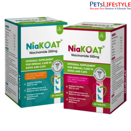 Niakoat Niacinamide Tablets for Skin & Coat Care in Dogs & Cats (250 mg / 500 mg)