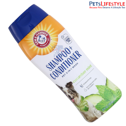 Arm & Hammer 2-in-1 Shampoo & Conditioner for Dogs Cucumber Mint 591 ml | Cleans, Conditions & Deodorizes