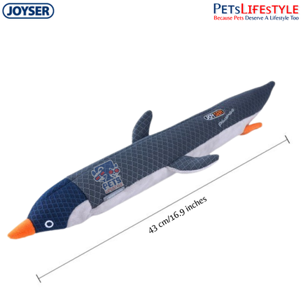 JOYSER Penguin Plush Dog Toy with Full Body Squeaker – Light Grey