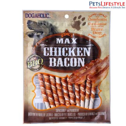 Dogaholic BBQ real bacon with BBQ flavour Max Chicken Bacon Stickspremium soft-chew treats