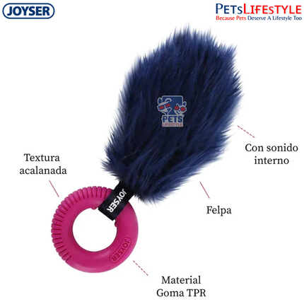 JOYSER Puppy Tail with Ring TPR Chew Toy for Puppies & Small Dogs – Pink/Blue (S/M)
